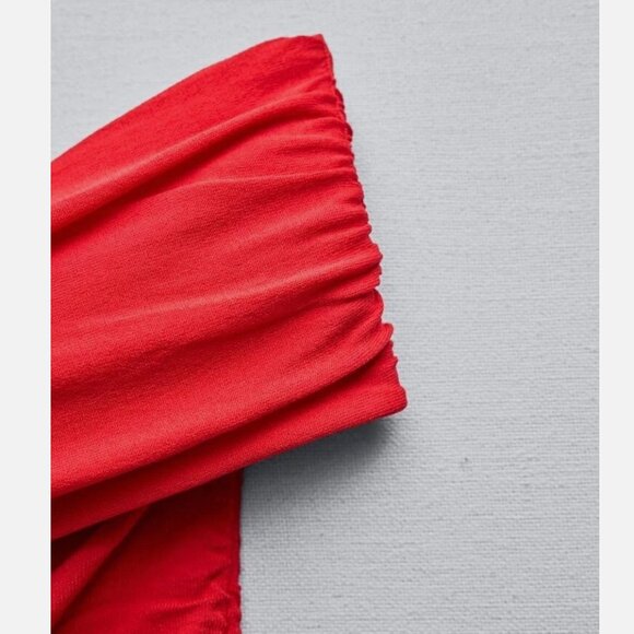 NWOT Zara ASYMMETRICAL KNIT DRAPED Ruched One Shoulder Bloggers Fave DRESS  Smal - Picture 7 of 11